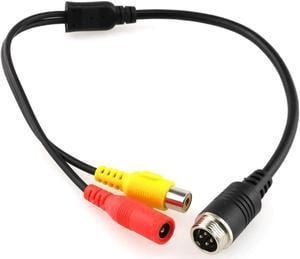 4 Pin Male to RCA Female Adapter 35cm/13.78" M12 4 Pin Male Aviation Head to RCA Female and DC Female Connector Cable for Car