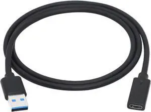 USB 3.0 Type A Male to USB 3.0 Type C Female Gold Plated Connector Converter Adapter (Black) (3ft)