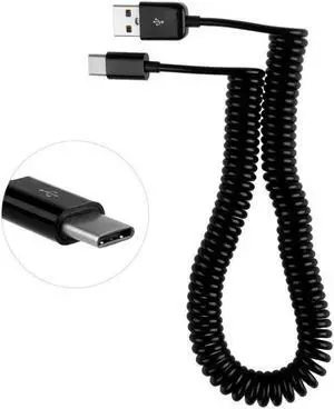 3m Spring Coiled Retractable USB 2.0 A Male to USB C Type C Data Charging Cable
