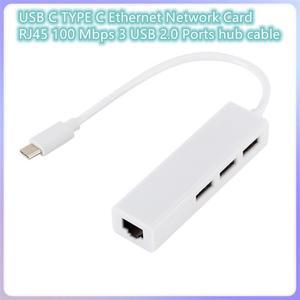 Type c Ethernet Network Card 3 Ports High-Speed USB 2.0 to RJ45 Hub 10/100 Mbps Adapter Free Driver USB Hub Lan For Macbook