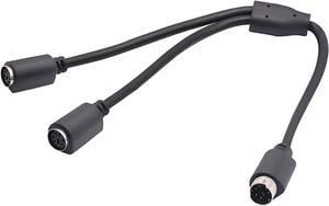 PS 2 Splitter 6 pin Mini Din Male Plug to 2 x Female Sockets Cable Mouse/Keyboard Y Splitter Cable- PS/1 (M) to PS/2 (F) 30cm