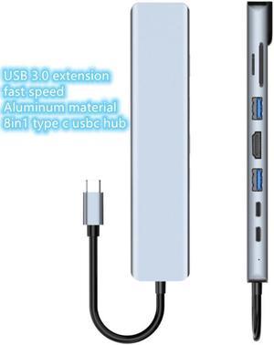 8 in 1 USBC Adapter Type C USB c   Hub with USB3.0 extension  HDMI-compatible   Gigabit  cable Ethernet