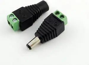 FOR 5Sets 5.5x2.1mm Balun CCTV Video Camera DC Power Male Female Plug Jack Cable Connector