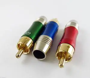 OIAGLH 10 Sets RGB RCA Male Plug Copper A/V Audio Video Cable Connector Gold Adapter