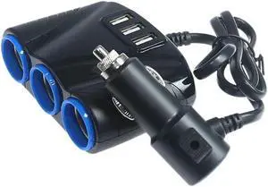 OIAGLH 3 Way Auto Sockets Car Cigarette Lighter Adapter Lighter Splitter Lighter 5V 3.1A Output Power 3 USB Charger 120W