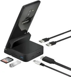 OIAGLH 8 In 1 Type C HUB Docking Station Phone Stand Dex Pad Station USB C for HDMI-compatible Dock Power Charger Kit for for