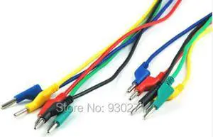 5pcs/lot,5 Color ,4mm Silicone High Voltage Banana to Banana Plugs Test Leads Cable Double-Ended Wire 15A 1500V