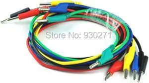 5pcs/lot,5 Color ,150cm/pcs,4mm 16AWG Silicone High Voltage Banana to Banana Plugs Test Leads Cable Double-Ended Wire 15A