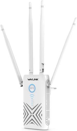AC1200 WiFi Range Extender 24Ghz and 5Ghz Dual Band Expand at Least 1000sqft WiFi Signal Range Booster for Home Four High Gain Antennas WPS 3 Modes Intelligent Signal Indicator Simple Setup