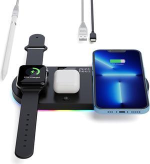 Minthouz 4 in 1 Wireless Charger, 18W Fast Wireless Charging Station for iPhone14/13/12/11/XR/X/8 Series/Samsung Phone, Wireless Charging Pad Compatible with Apple Watch, AirPods