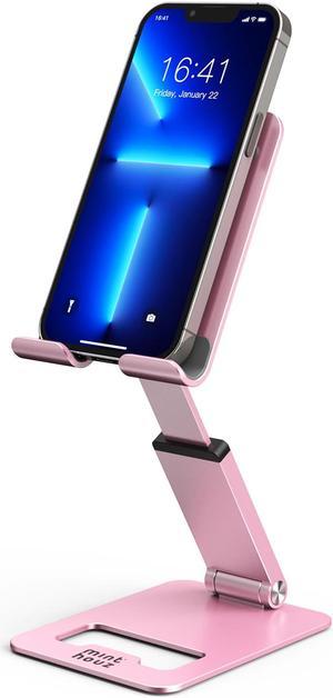 Adjustable Cell Phone Stand, Minthouz Aluminum Desktop Phone Holder Dock Compatible with iPhone 11 Pro Max Xs XR 8 Plus 7 6, Samsung Galaxy, Google Pixel, Android Phones, Pink