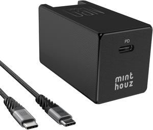 Minthouz USB-C Charger, 65W GaN  Wall Charger with Foldable Plug, PD3.0 Type C Fast Charging for MacBook Pro/Air, Chromebook, iPad Pro, iPhone 14/13/12 Pro Max, Galaxy S22 S21 and More