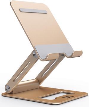Tablet Stand Adjustable, Minthouz Tablet Stand : Desktop Stand Holder Dock Compatible with Tablet Such as iPad Pro 9.7, 10.5, 12.9 Air Mini 4 3 2, Kindle, Nexus, Tab, E-Reader (4-13") - Gold
