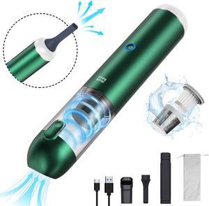 Minthouz Handheld Vacuum 15000Pa, Powerful Cordless Car Vacuum Cleaner 120W with Blower, Type-C Cable and LED/SOS Light, Mini Wireless Vacuum Cleaner, for Home Pet /Office Desktop/Keyboard/Car-Green