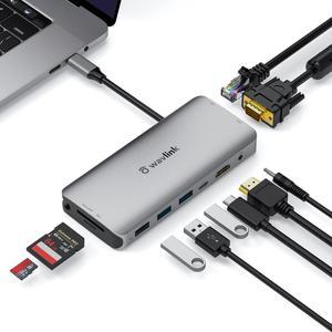 WAVLINK USB C to Dual HDMI Splitter 4K@60Hz, 3-In-1 HDMI Adapter with 87W  Power Delivery, Dual Monitors Adapter Powered HDMI Hub for MacBook Pro/Air