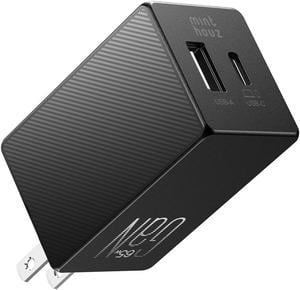 Minthouz USB-C+ USB-A Charger, 65W GaN Wall Charger, PD3.0 Type C  and USB-A Fast Charging for MacBook Pro/Air, Chromebook, iPad Pro, iPhone 14/13/12 Pro Max, Galaxy S22 S21