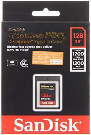 SanDisk Extreme PRO 128GB CF Express Card Type B, up to 1700MB/s, for RAW 4K video, Black