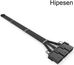 Hipesen PCIe 5.0 GEN5 12VHPWR PSU Power Cable  Superior Flexible Sleeved Cables 16PIN To PCIE 3*8Pin 16AWG Black