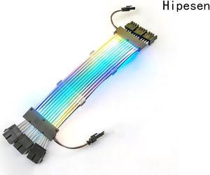 Hipesen Synchronous 3 x 6+2-Pin Voice Control RGB Cable Addressable for PC Case DIY Computer Cord Custom Build Gaming Box Setup (3 X 6+2-Pin RGB Cable)