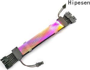 Hipesen RGB Dual 8P for GPU Dedicated Light-emitting Cables, Male-to-female Extension Cable,Light-emitting Device Plus 144×0.5 mm Fiber-optic Woven Net. (Individual Sleeved Cable)
