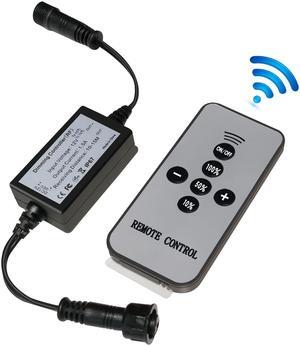 LED Lights Dimmer, SMY Deck Lights Dimmer with RF Wireless Remote Controller in Waterproof IP67 for Led Lights Dimming with Black Extension Cable DC Male and Female Connectors