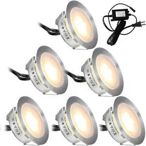 Recessed LED Deck Lights Kits 6 Pack,SMY(Upgrade Version)In Ground Outdoor LED Deck Lighting Waterproof IP67,Low Voltage LED Lights for Garden,Yard Steps,Stair,Patio,Pool Deck,Kitchen Decoration
