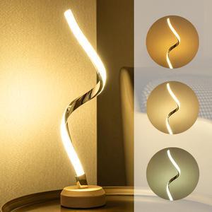 Spiral Nightstand Lamps,Modern LED Bedside Table Lamp,Desk Lamp for Bedroom,Dimmable Night Table Reading Light with Color Changing,Metal Lighting for Bed Side Living room Indoor Home Decor Warm