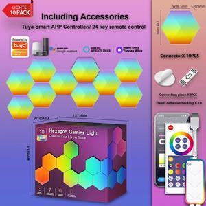 Graffiti WIFI Hexagonal Quantum Lamp Bed Light Wall Light Esports Atmosphere Light Intelligent Honeycomb Light Colorful Pick up Light (10 Pack)