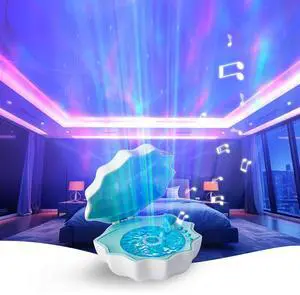 Night Lights Bluetooth Speaker, Northern Lights Ocean Wave Projector Light, White Noise Aurora Projector for Home Decor/Relaxation/Party/Music/Gift (Blue)