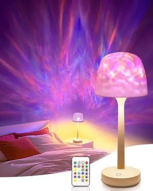 Cordless night light, RGB color changing table lamp, portable battery night light projector with remote control for bedroom, living room, gaming, party atmosphere