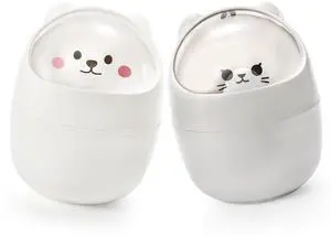 2 Pack Desktop Mini Trash Bin with Swing Lid, Cute Bear Plastic Wastebasket Trash Can Countertop Garbage Storage Bucket for Home, Office, Kitchen, Vanity Tabletop, Bedroom, Grey & White 2 Pack Desktop Mini Trash Bin with Swing Lid, Cute Bear Plastic Wastebasket Trash Can Countertop Garbage Storage Bucket for Home, Office, Kitchen, Vanity Tabletop, Bedroom, Grey & White