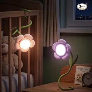 Rechargeable Flower Nursery Night Light for Kids & Room Decor ,Pink & Purple Rechargeable Flower Nursery Night Light for Kids & Room Decor ,Pink & Purple