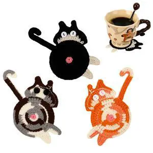 Gifts for Cat Lovers 3PCS Coaster Woven Creative Cat Coaster Gifts for Cat Lovers 3PCS Coaster Woven Creative Cat Coaster