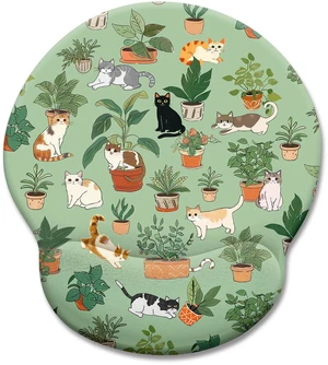 Cat Ergonomic Mouse Pad with Wrist Rest, Green Computer Mouse Pad Cat Ergonomic Mouse Pad with Wrist Rest, Green Computer Mouse Pad