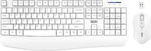 Wireless Keyboard and Mouse Combo, EDJO 2.4G Full-Sized Ergonomic Computer Keyboard with Wrist Rest and 3 Level DPI Adjustable Wireless Mouse for Windows, Mac OS Desktop/Laptop/PC White