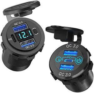 12V USB C Car Charger Socket Qidoe 65W PD 12V USB Outlet for Laptop