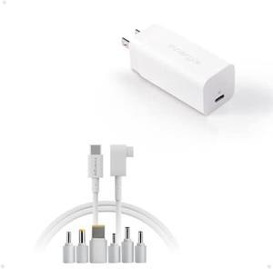 [Bundle Pack: Innergie C6GaN Single + Innergie C-T] Innergie C6 60W USB-C Charger GaN Technology PD 3.0 Laptop Charger and Innergie USB-C 1.5m Power Adapter Cord with Universal Laptop Connector Tips