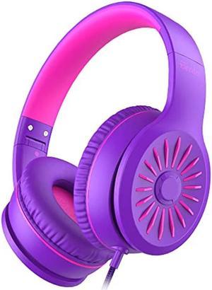 Elecder i45 Wired Headphones, Purple, 45mm Driver, 4.9ft Nylon Cord, Adjustable Size, Tangle-Free