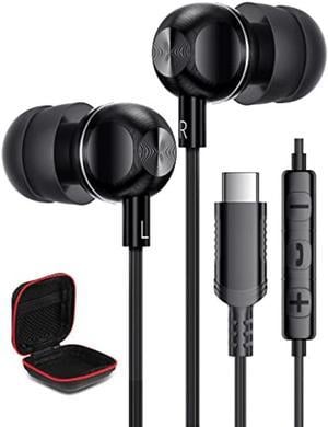 USB C Headphone for iPhone 15 Pro Max Google Pixel 8 7 7A 6A 6 Dual Layer Ear Bud Tips Type C Wired Earphone Microphone Noise Canceling Earbud for Samsung Galaxy S24 S23 FE S22 Ultra S21 OnePlus Open