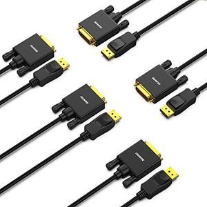 BENFEI DisplayPort to DVI 6 Feet Cable 5 Pack, Dp Display Port to DVI Converter Male to Male Gold-Plated Cord 6 Feet Black Cable Compatible for Lenovo, Dell, HP and Other Brand
