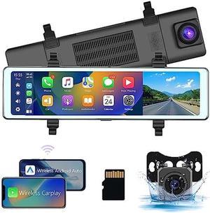 Portable Wireless Carplay& Android Auto Car Screen,10.26 Inch IPS  Touchscreen with 4K Dashcam and HD Back-up Camera Support