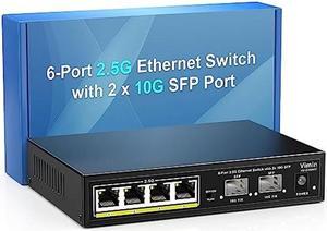  QNAP 6-Port 10GbE & 2.5GbE (QSW-2104-2T-US) Plug