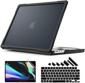 Batianda Ultimate Protection Case for New MacBook Pro 16 inch Model A2780A2485 M2 M1 ProMax Chip 2023 2021 Release Matte Carbon Fiber Edges Shockproof with Keyboard Cover Screen ProtectorBlack