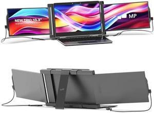 New Mobile Pixels Trio Portable Monitor, 13.3" Triple Monitor for 13''-14.5'' Laptops (Built-in Kickstand), USB A/Type-C FHD IPS Laptop Screen Monitor(Optional Magnets), Windows/Android/macOS/Switch