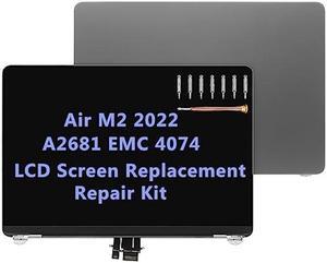 Daplinno LCD Replacement 13" for MacBook Air M2 2022 A2681 EMC 4074 Full LCD Screen Display Complete Top Assembly (Space Gray)
