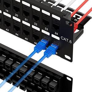 Iwillink 24 Port RJ45 Through Coupler 1U Cat6 Patch Panel UTP 19-Inch with  Back Bar, Wallmount or Rackmount, Compatible with Cat5, Cat5e, Cat6 Cabling  