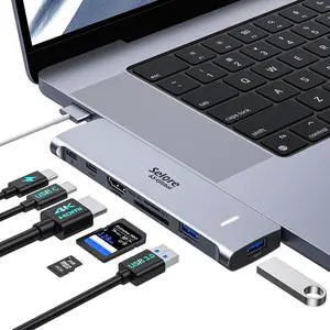 USB C Adapter HDMI Hub for MacBook Pro/Air M1 M2 M3 2024 2023 13" 15" 16",Mac USB Adapter 7-in-2, MacBook Accessories with HDMI,Thunderbolt 3, USB C and 2 USB A 3.0 Data Ports, SD&microSD Card Reader