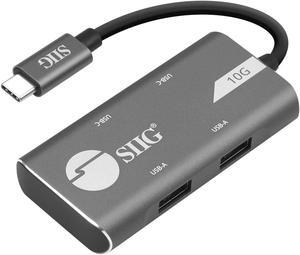 SIIG USB C Hub, 2X USB-C, 2X USB 3.1 with 10Gbps Data Transfer, Plug-n-Play for MacBook, PC, Laptop, Windows/MacOS (JU-H40G11-S1)