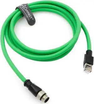 AConnect M12-D-Code Ethernet-Cable for Industrial Camera M12 4 Pin Male D Code to RJ45 Shielded Cat5e Ethernet High Flexible Waterproof Cable 6.6Ft/2M