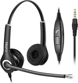 Callez 3.5mm Cell Phone Headset with Microphone Noise Cancelling for iPhone Samsung Smartphones Tablets, Computer Headset for Laptop PC Skype Call Center Office Classroom, Super Comfort, Clear Chat